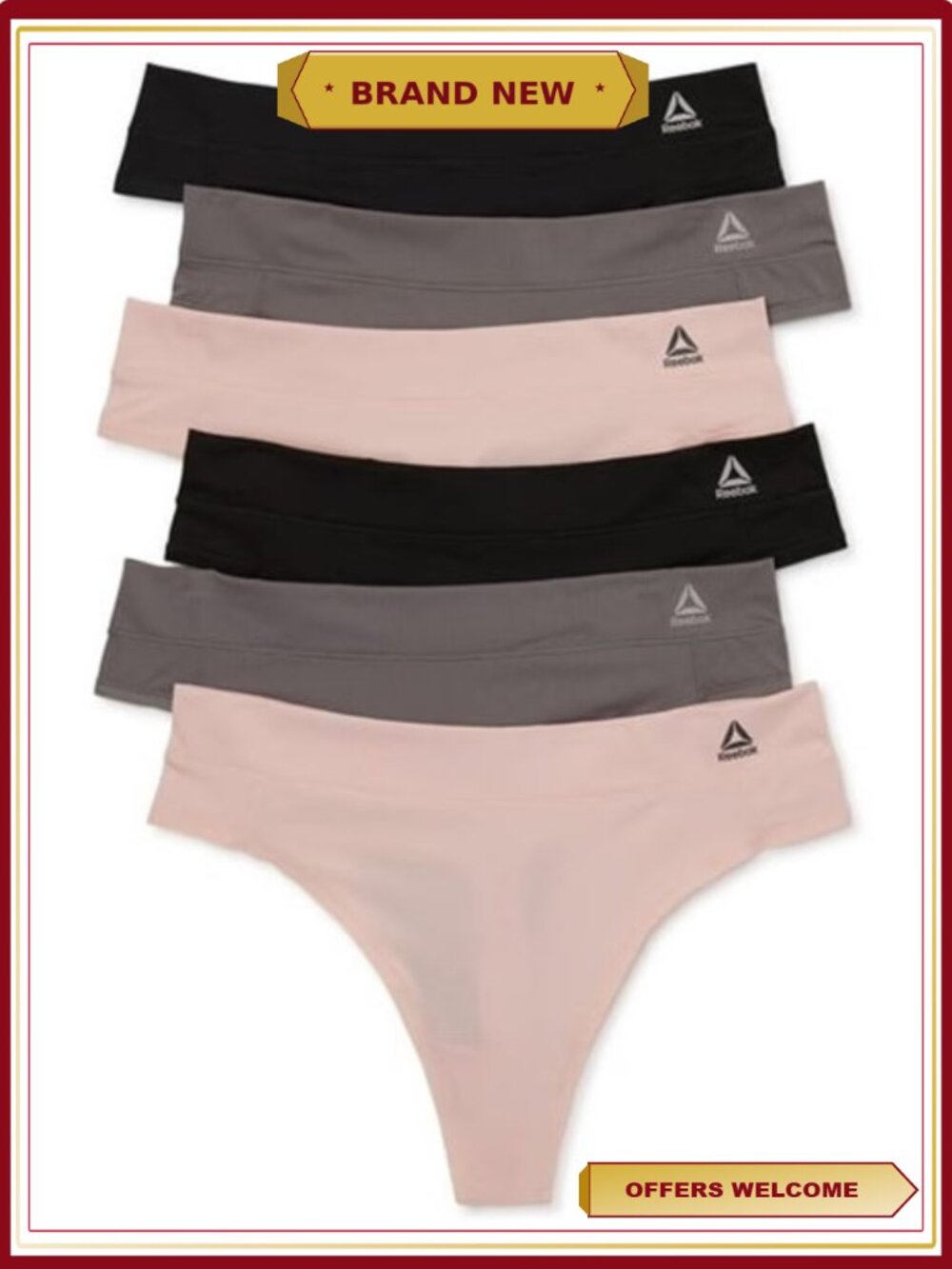 Airtech Performance Thong Panties 6-Pack Breathable High Stretch